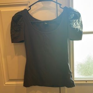 Grey H&M top with lace details on shoulder